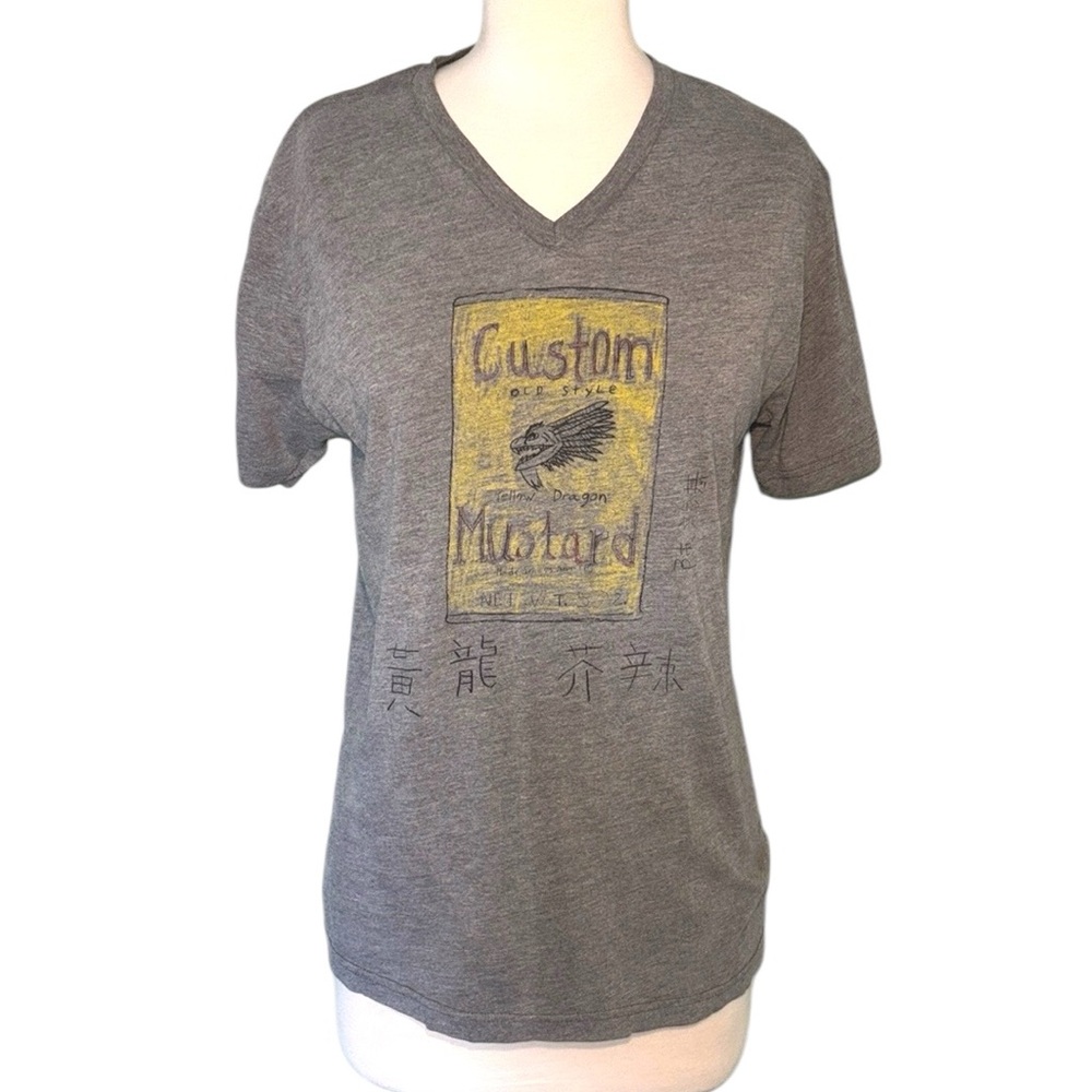 CUSTOM KETCHUP LOS ANGELES gray mustard short sleeve tee in size medium